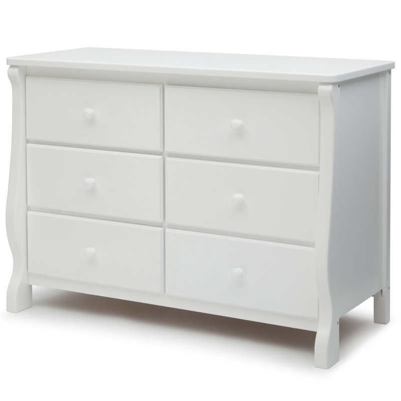 White Double Nursery Dresser with Interlocking Drawers