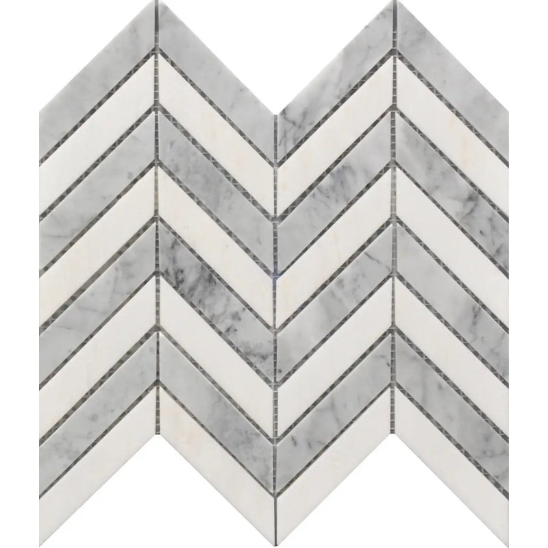 Carreau de mosaïque à chevrons / chevrons en marbre poli 12 po x 12 po