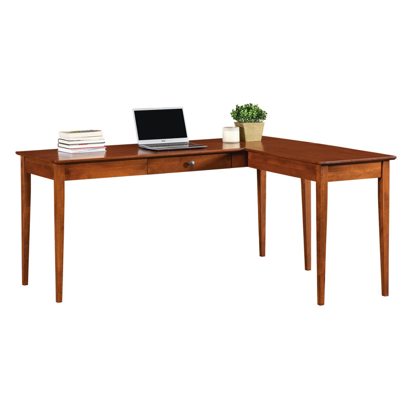 Malani American Built Solid Wood Writer's L-Shape Desk, Antique Cherry