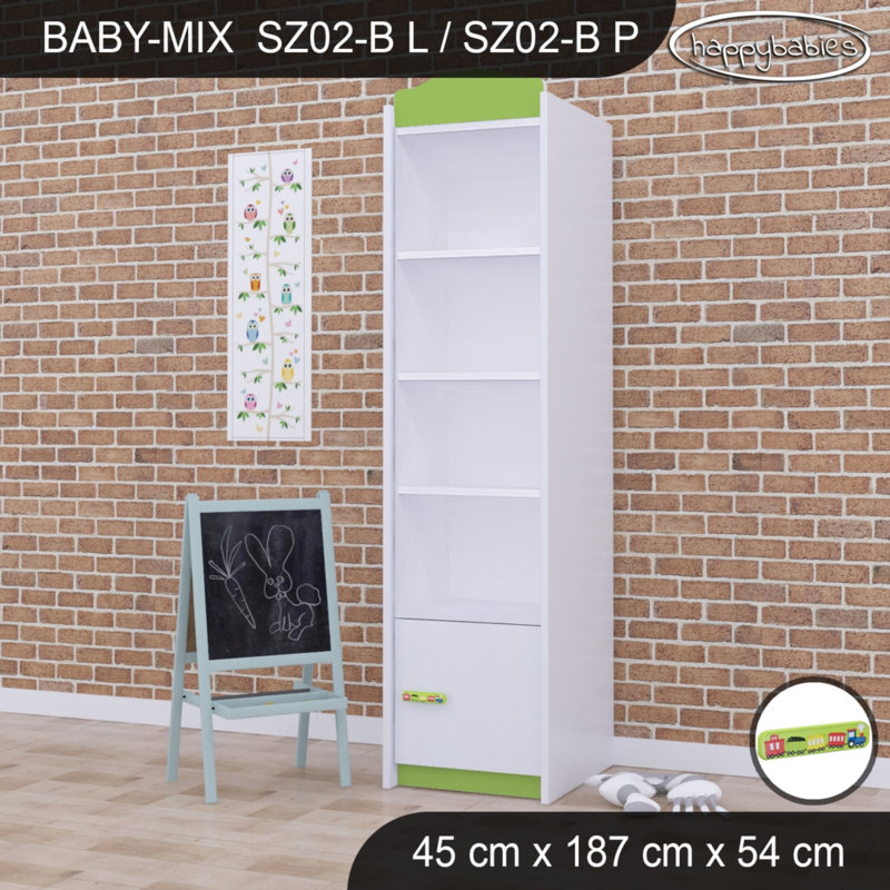 Baby Mix Train 2 Door Wardrobe, Green