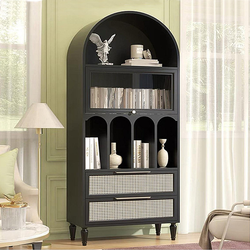 Modern simple multi-functional display bookcase, Black