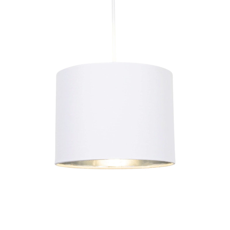 Contemporary Cotton Lamp/Light Shade with Shiny Paper Inner, 15cm H x 20cm W x 20cm D, White