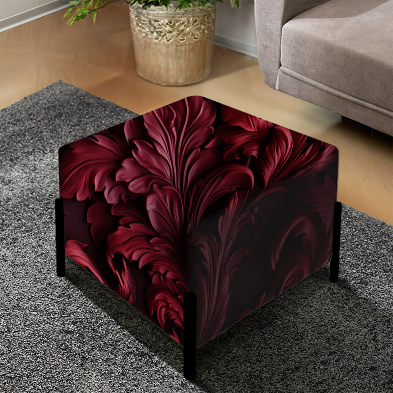 Royal Red Garden Grace - Repose-pieds carré damassé