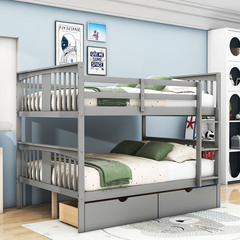 Callas Kids Full Over Full Bunk Bed with Drawers, Gray
