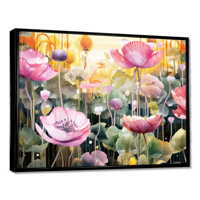 Rose rétro coquelicots sauvages - art mural coquelicot