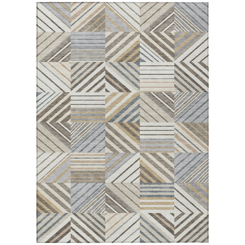 Machine Washable Indoor/Outdoor Lanphear ACN2399 Patchwork Rug, Rectangle 8' x 10'