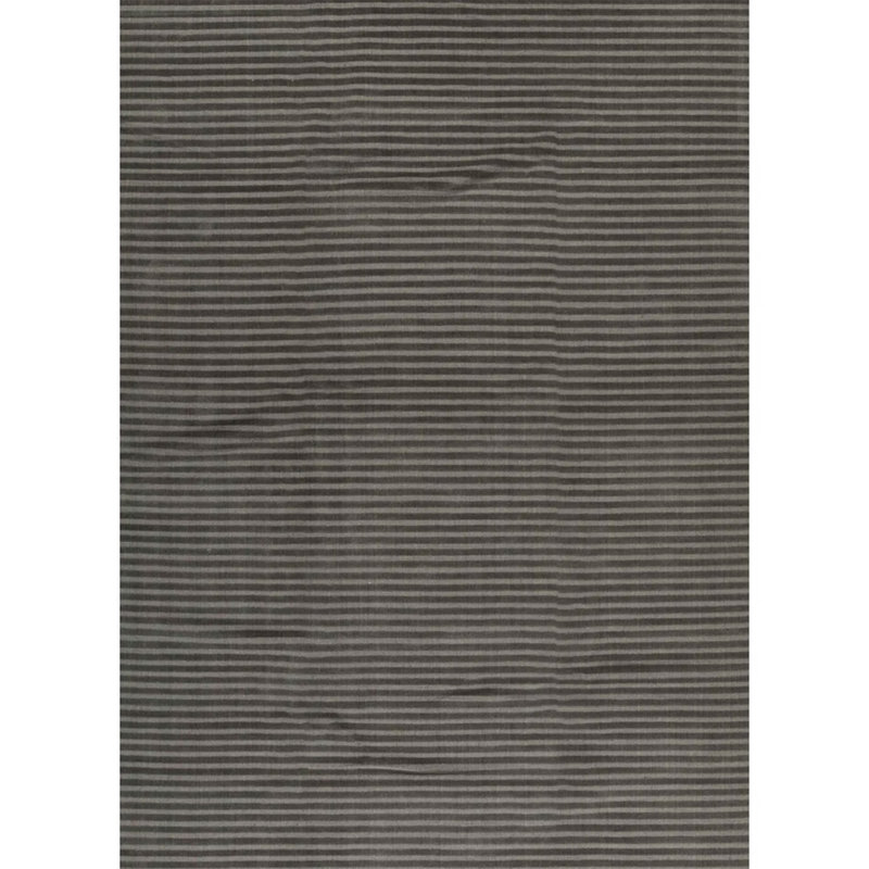 Hand Knotted Wool Striped Area Rug in Charcoal/Gray, Rectangle 8' x 10', Brown