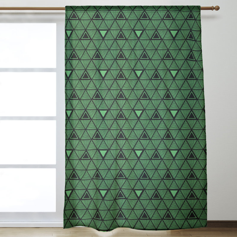 Jordao Room Darkening Curtain Single Panel, Dark Green/Black