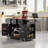 53.2-Inch Large Kitchen Island 2-Piece Set: Folding Tabletop, Outlet Socket, Inside Door Storage Shelf, 5-Wheel Trolley, 5 Side Shelves, Kitchen Suitable, Black, Stool Not Included-1760446995