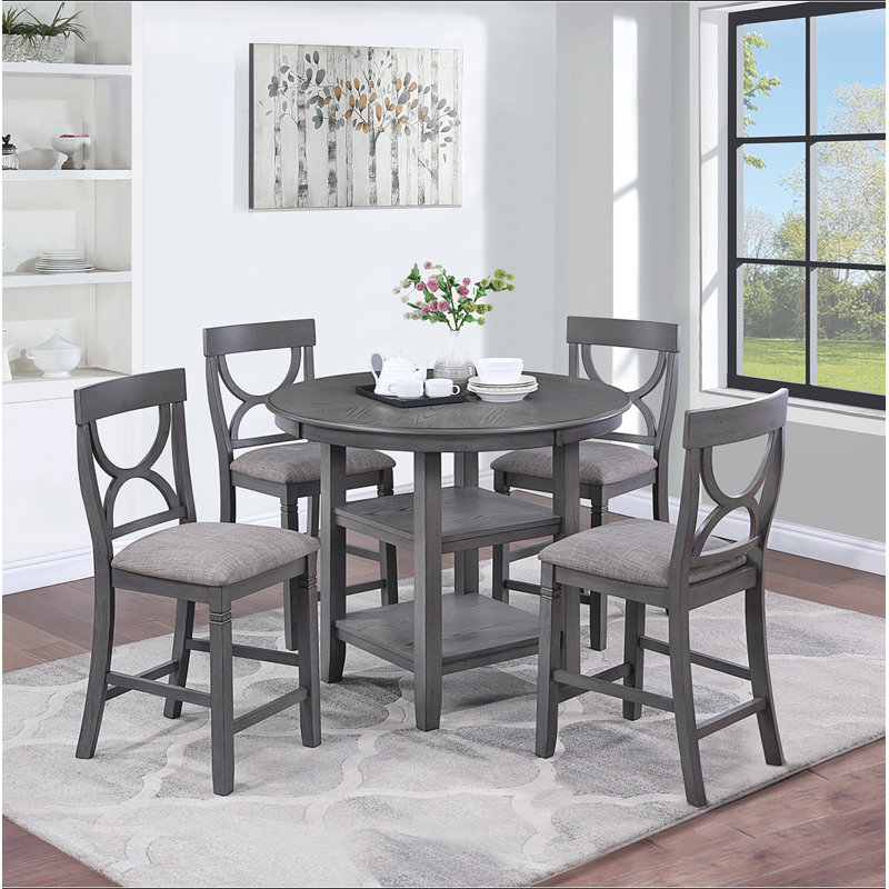 5-pcs Counter Height Dining Set, Gray