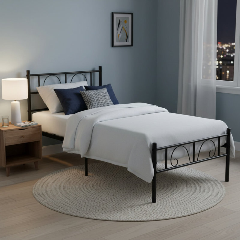Metal Bed Frame with Headboard, Single (3')