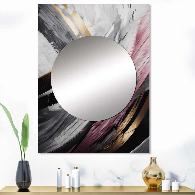 Iska rose et or mystérieux marbre - miroir en marbre rose unique, art en métal imprimé, 40 po x 30 po