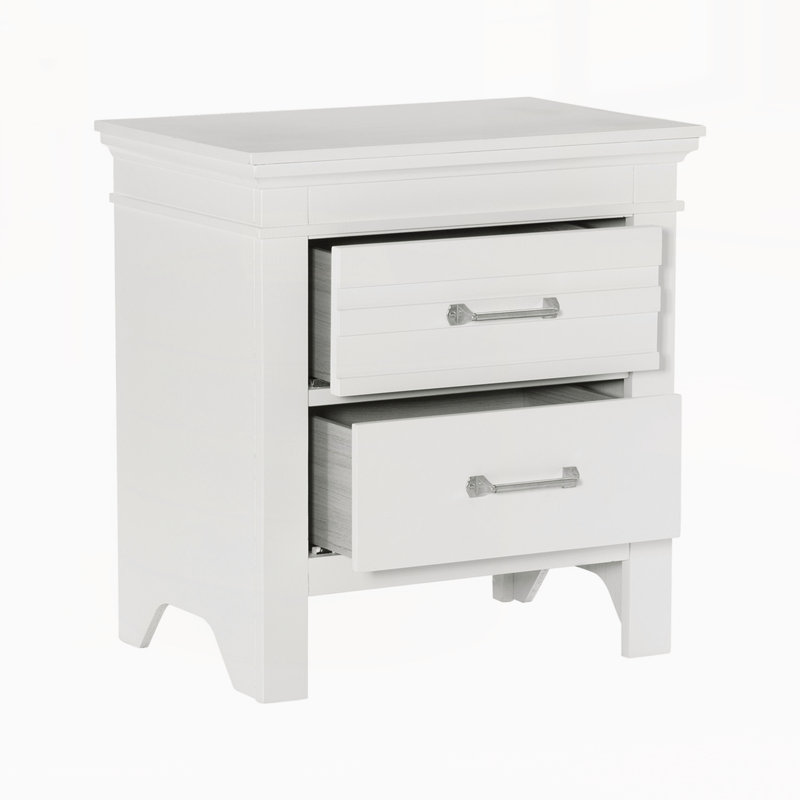 Table de chevet moderne avec tiroirs, Blanc