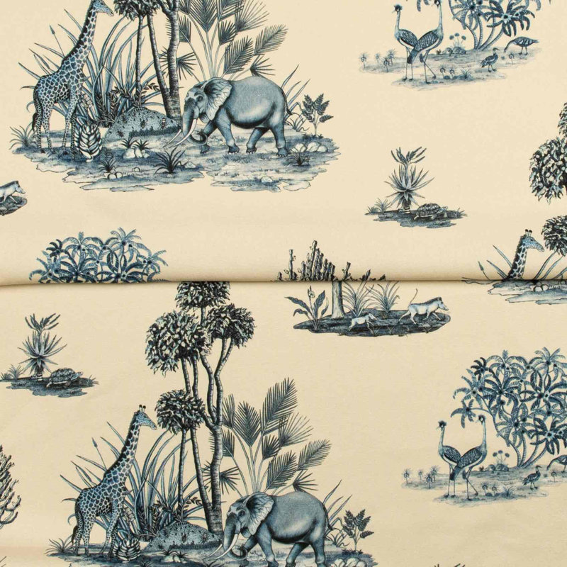 Ardmore Linen Fabric, Blue/Gold