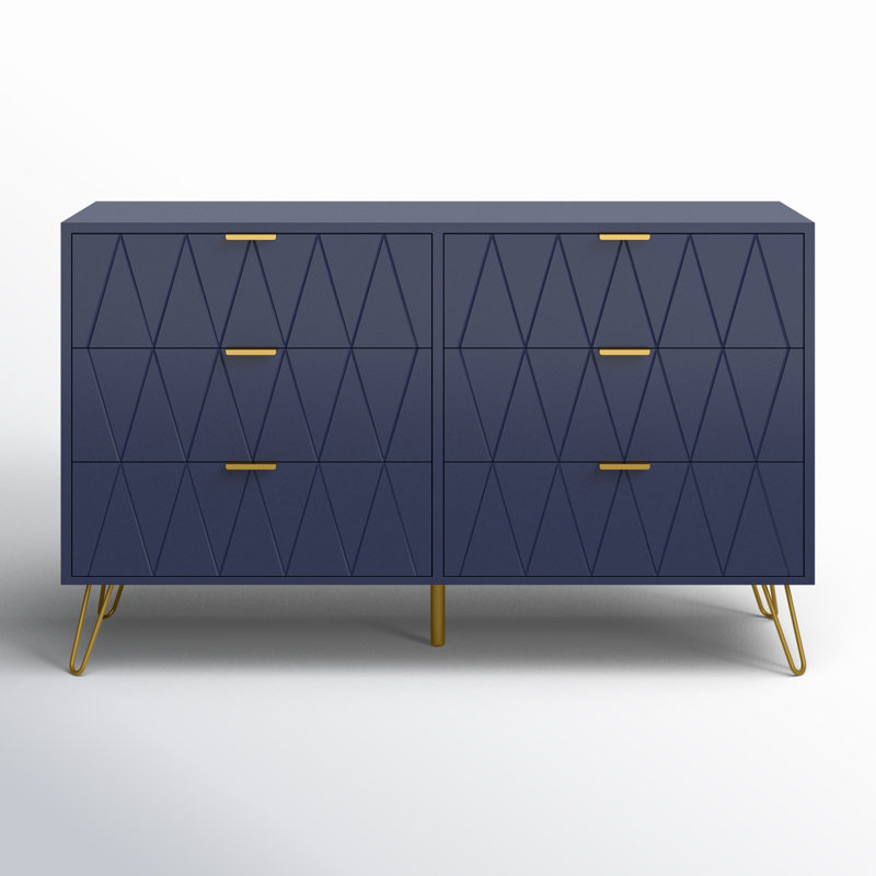 Marable 47.24'' W 6 - Drawer Dresser, Navy Blue