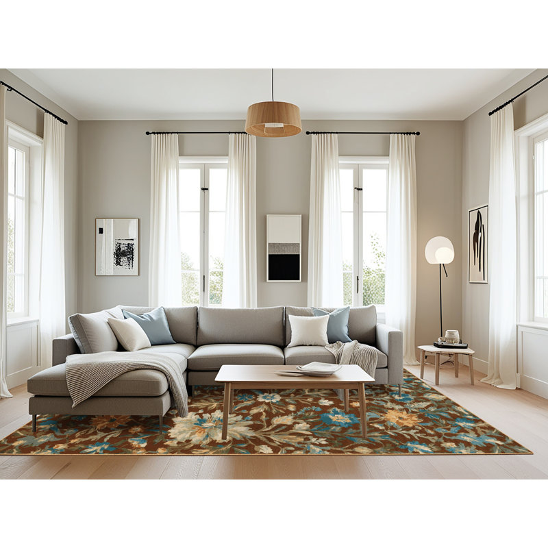 Tapis brun lavable à la machine, Rectangle 8 pi x 12 pi