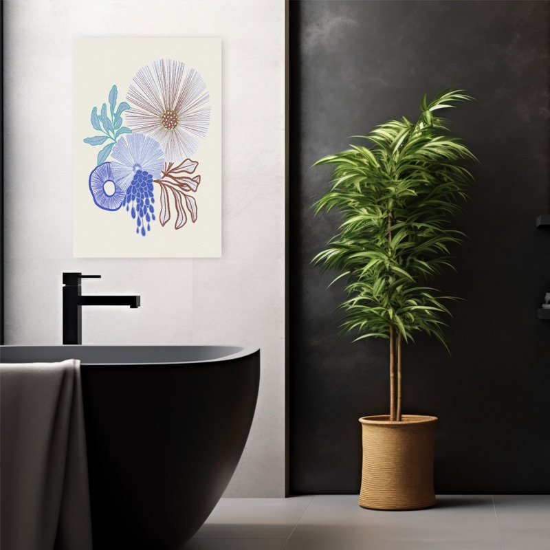 Art botanique abstrait sur toile biologique, H 24 po x l 16 po