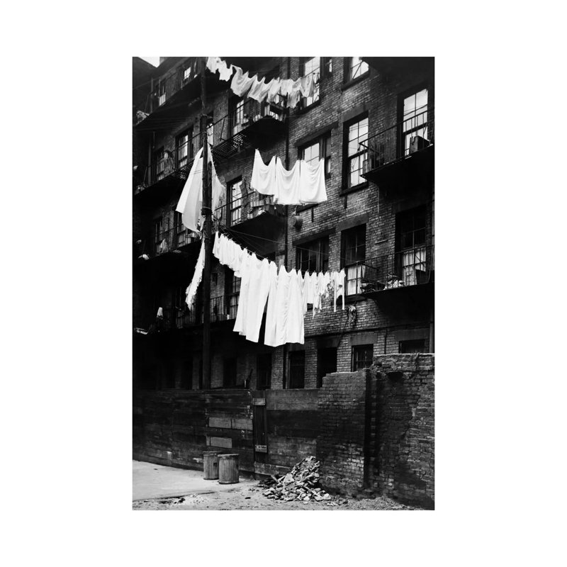 1930s Tenement Building With Laundry Hanging On Clotheslines I - Wrapped Canvas Print, 66.04 cm H x 45.72 cm W x 1.91 cm D