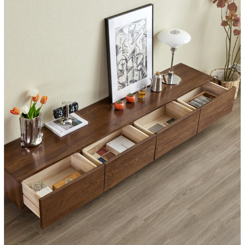 Crédence de rangement simple en bois massif l 82,6 po Simple, Brun