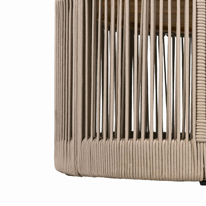 Ensemble de table industrielle rustique, table basse et table d'appoint avec design en corde tissée, ensemble de table élégant et fonctionnel moderne pour le salon et la décoration intérieure - corde beige
