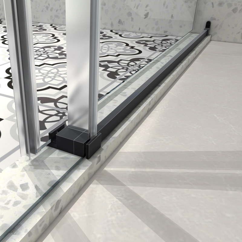 5476 BLACK Frameless One Fixed And One Shifted Shower Door, 70MM 304 Stainless Steel Large Pulleys With Adjustable Soft Closing Function,With Nano Easy Cleaning And Stick Explosion-Proof Menbrance