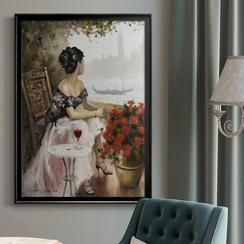 Après-midi sur le canal - Peinture sur toile encadrée, H 26,5 po x l 36,5 po x P 1,5 po, Cadre noir