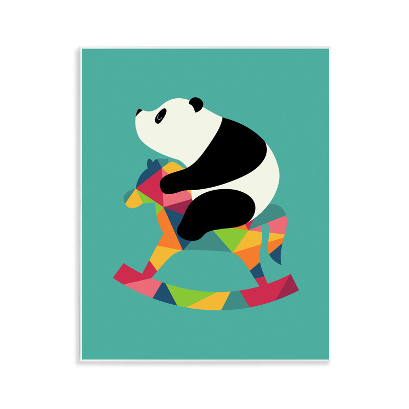 Panda sur un cheval à bascule, art mural, design par Andy Westface