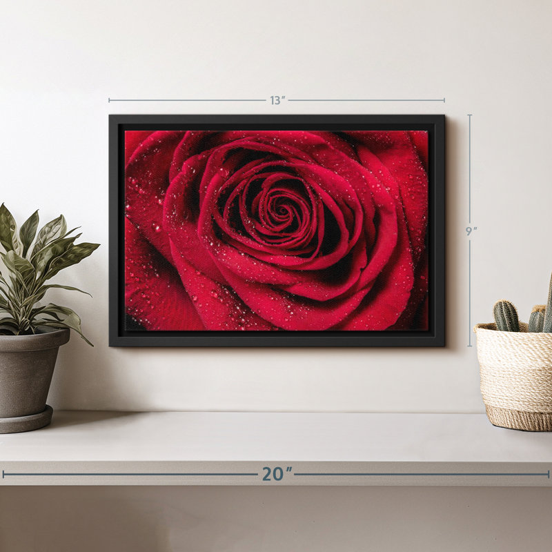 Velours rouge rosé sur toile, H 9 po x l 13 po