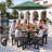 Outdoor Round Metal Picnic Table Dining Set-1862443928-1829471190