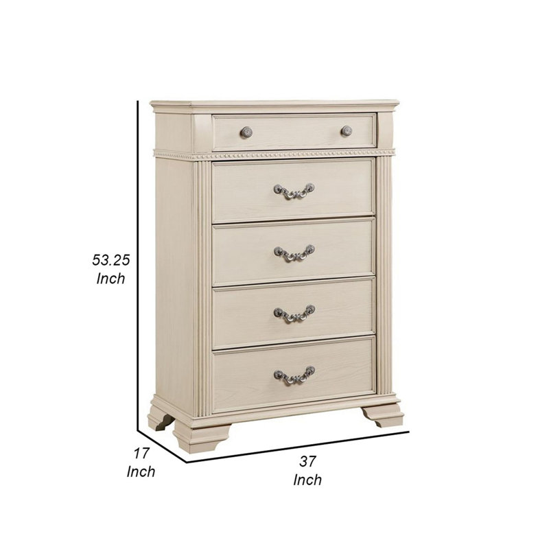 Commode 5 tiroirs Althena, Blanc