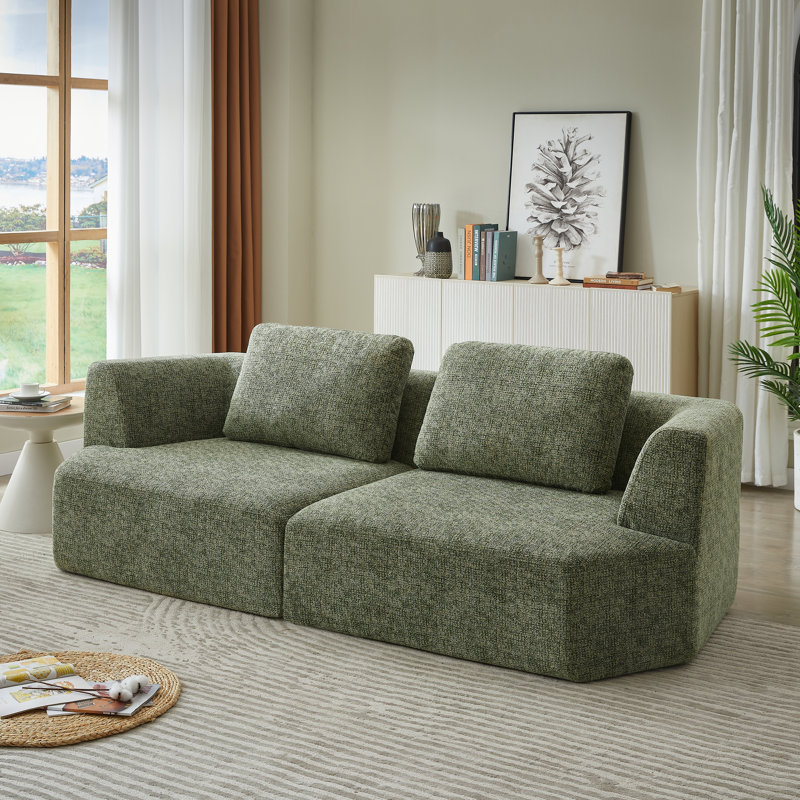Canapé modulaire surdimensionné compressé de 103 po de largeur et sans assemblage, Vert