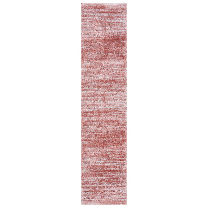 Tapis rose / ivoire en polypropylène / jute / sisal tissé à la machine, Tapis de couloir 2 pi x 9 pi