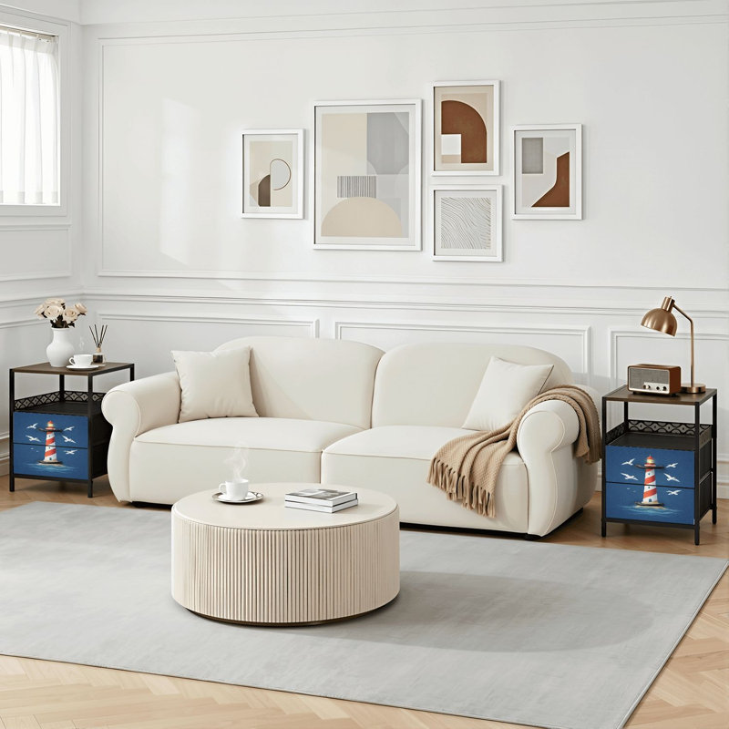 Table de chevet 2 tiroirs avec station de charge, table de chevet avec ports USB et prises USB