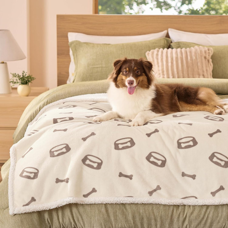 Couvre-lits imperméables pour lit - Doux Sherpa, L 60 po x l 50 po, Crème