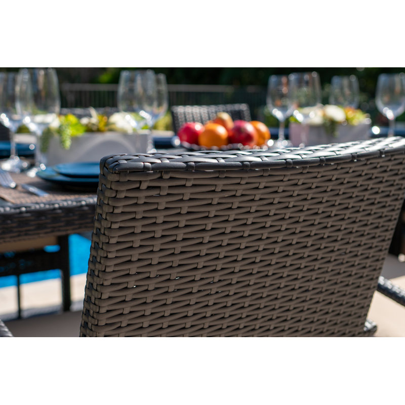 Ensemble repas d'extérieur Bethena Bari en gris mélangé, 9 pièces, Espresso brun