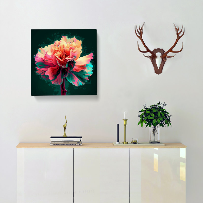 Carnation Flower Glitch - Wrapped Canvas, 50cm H x 50cm W x 3cm D