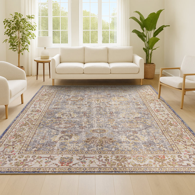 Tapis gris / ivoire Eglinton, Rectangle 5 pi 3 po x 7 pi 7 po