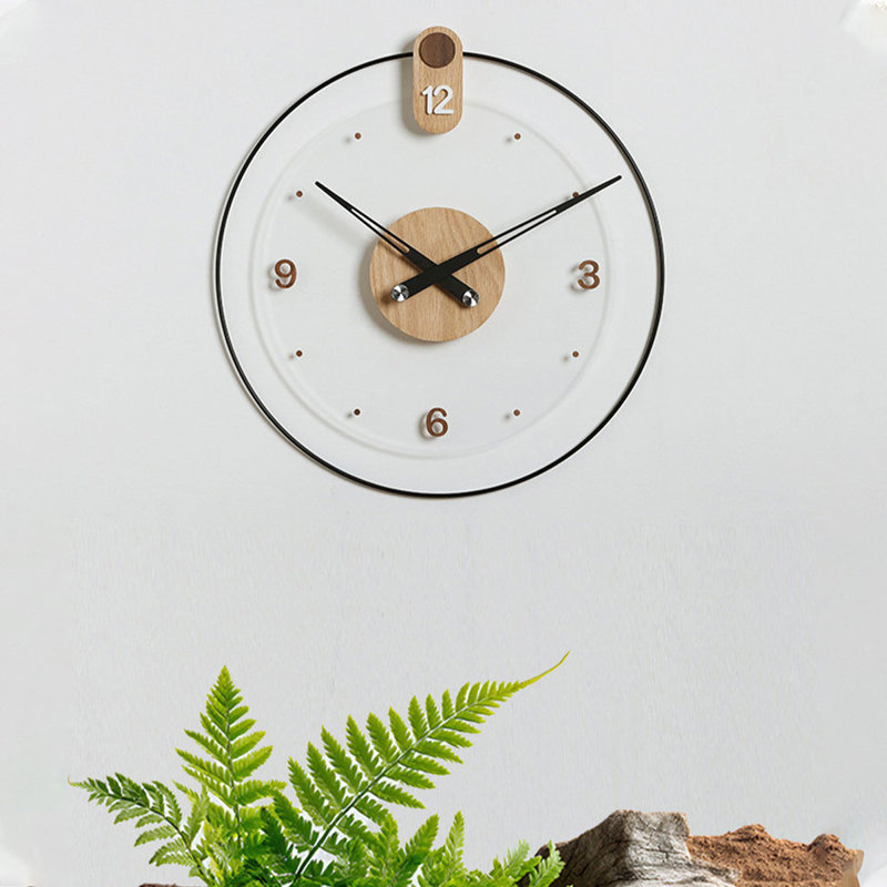 Horloges murales analogiques rondes en bois massif, Burlywood