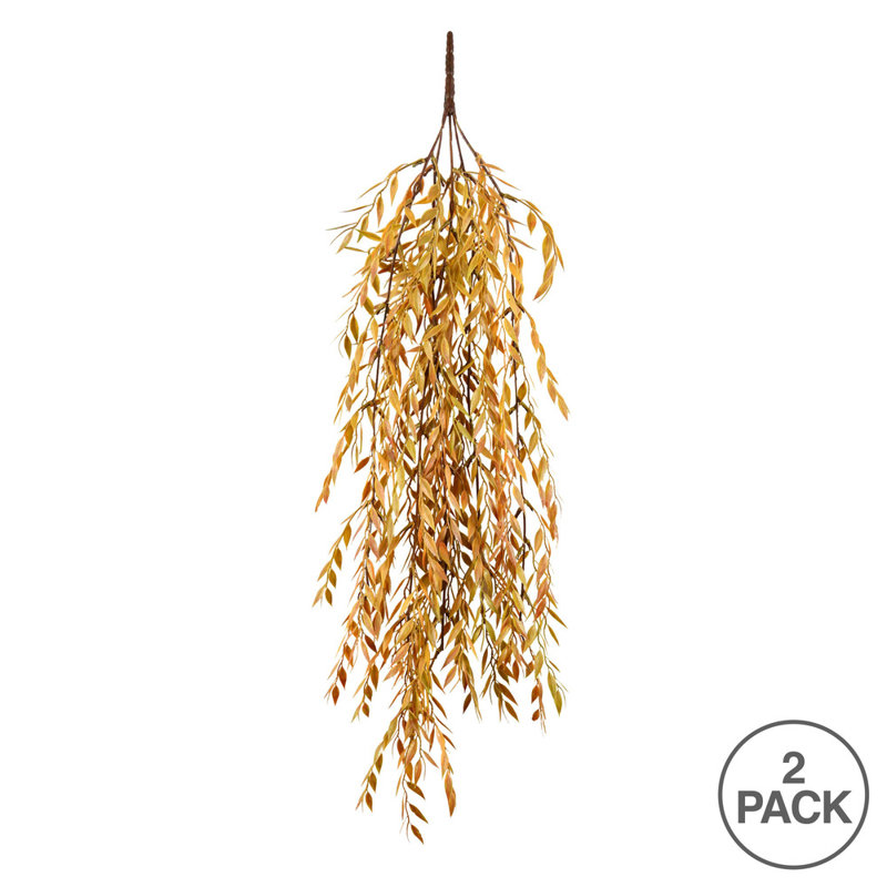 Artificial 30" Salix Leaf Hanging Bush, Brown
