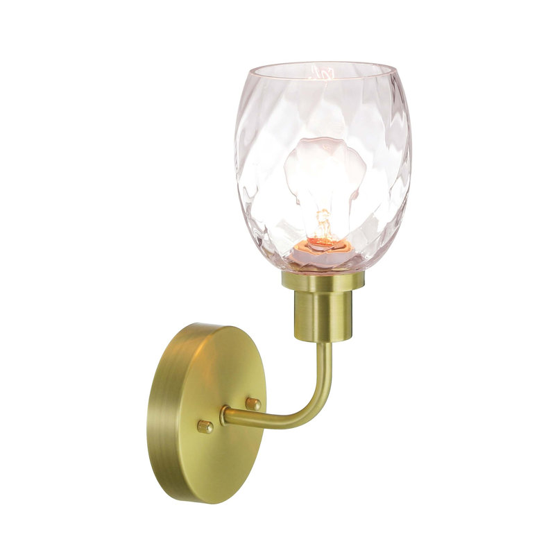 Pierrot Wall Sconce, 1 Light Bathroom Vanity Wall Light With Clear Glass, Satin Brass