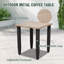 Table basse d'extérieur carrée en métal pour patio avec plateau en grain de bois