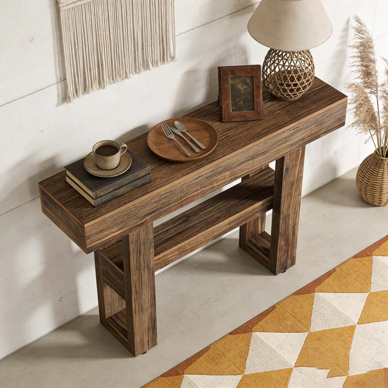Entryway Table,Storage Console Table, Rustic Brown