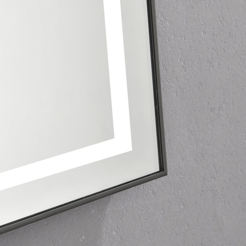 Miroir de salle de bain 20 "x 28" à DEL avec façade et rétroéclairage, 3 couleurs, gradation continue, brouillard, cadre en aluminium, fixation murale, température de couleur en surface, mémoire,