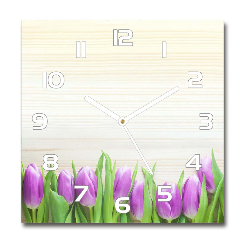 Glass Wall Clock, White/Beige/Green/Purple