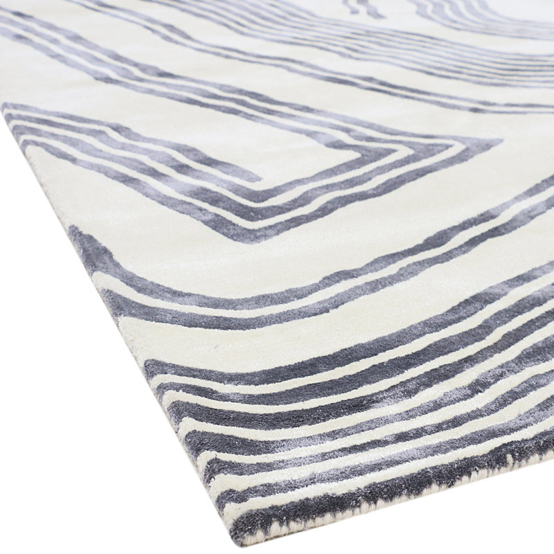 Dashing Away Abstract Area Rug in Ivory/Concrete Gray, Rectangle 10' x 14'