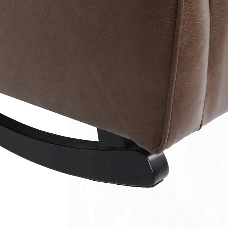 Chaise berçante avec dossier à oreilles, H 36,25 po x l 26,75 po x P 34 po, Marron foncé