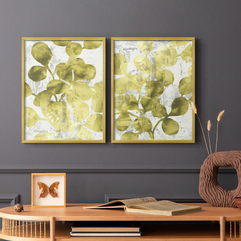 «Green Leaf Shimmer I», reproduction encadrée de qualité supérieure - prête à être accrochée - aucun clou requis - aucun clou requis