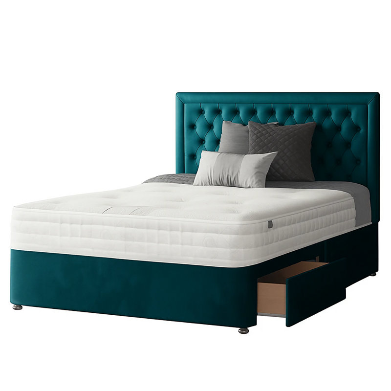 Urbank Divan Bed Base, Mallard, 2 Foot-end Drawers, Double (4'6)