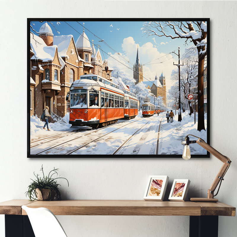 Toronto City In Winter II - City Toronto, art mural, Cadre flottant noir, H 34 po x l 44 po x P 1,5 po