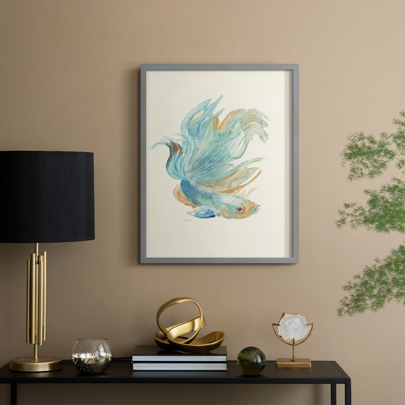 Betta I Framed Print - Solid Wood, Gray, 15" H x 12" W